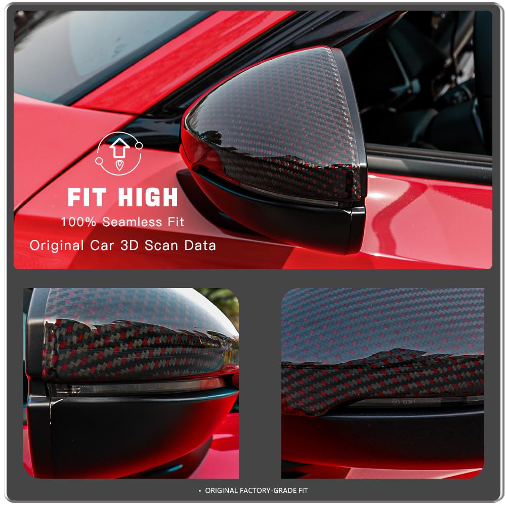 Amazon | JSWAN 2個 レッド ブラック カーボンファイバー サイドドア